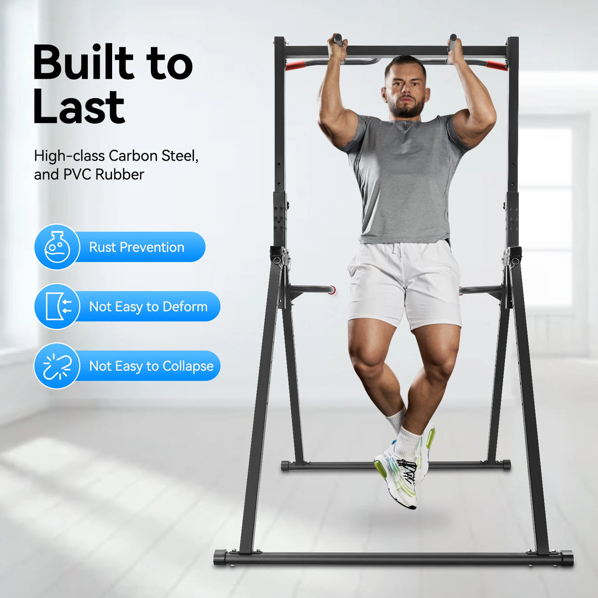 Adjustable Power Tower Pull Up And Dip Station Home Gym