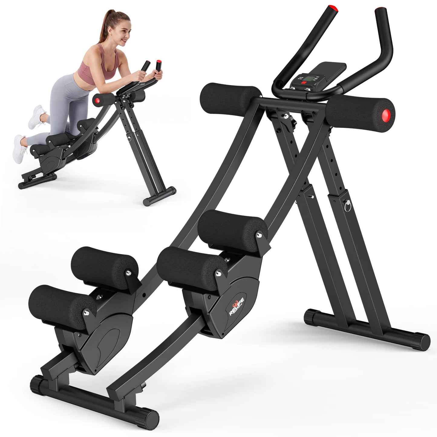 Dual Track Ab Machine Core Trainer With Adjustable Resistance LCD