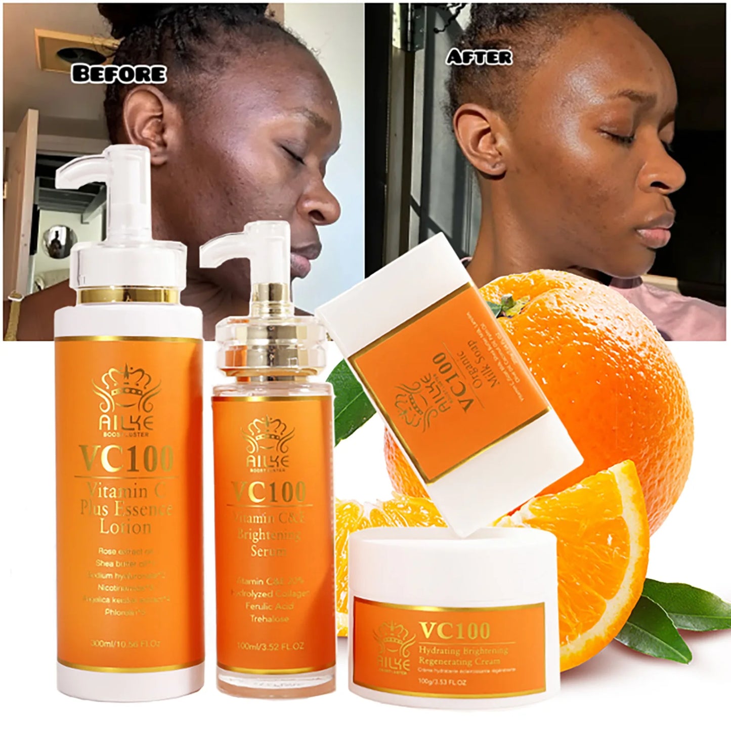 AILKE Vitamin C Whitening 4-in-1 Anti Wrinkle Hydration-Radiance Cleanser Formula