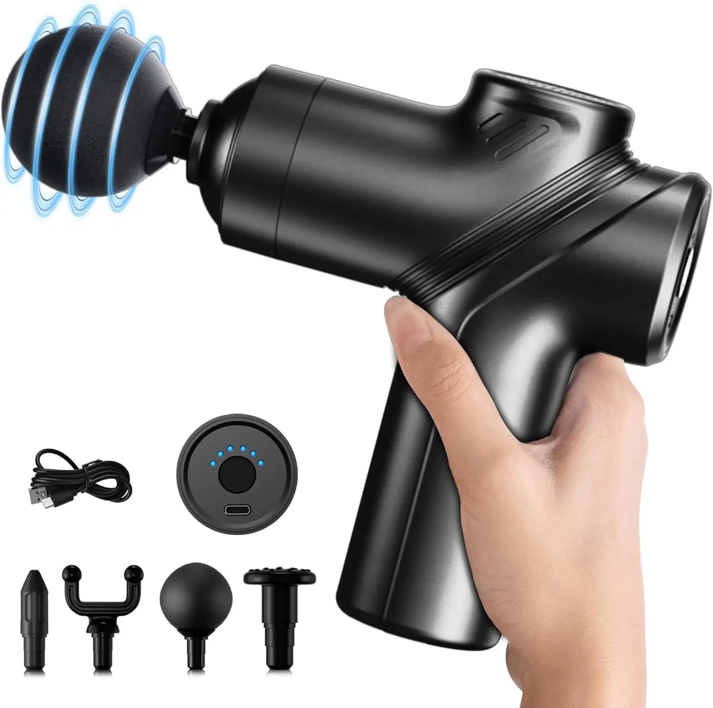 LEERCON Deep Tissue Massage Gun With 4 Interchangeable Heads Portable