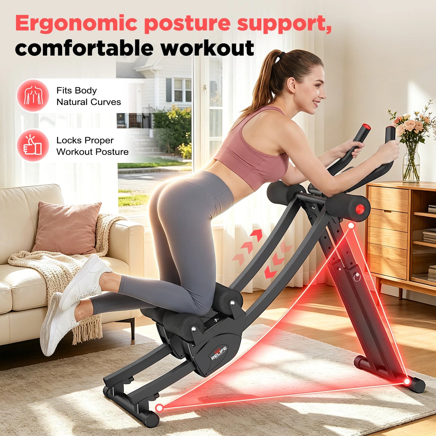 Dual Track Ab Machine Core Trainer With Adjustable Resistance LCD