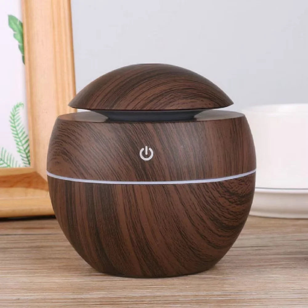 HOMEFISH Mini Wood Grain Spherical Desktop Humidifier Purifier Aromatherapy
