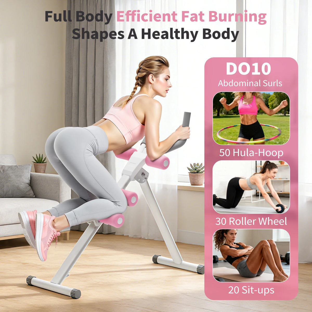 Foldable Abdominal Trainer Machine for Core Workout and Waist Toning