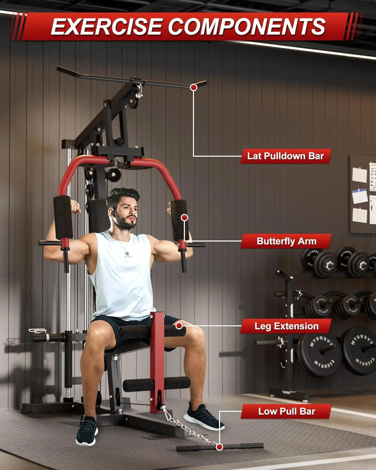 HiMISS All-In-One Home Gym Full Body Chest Press Lat Pulldown