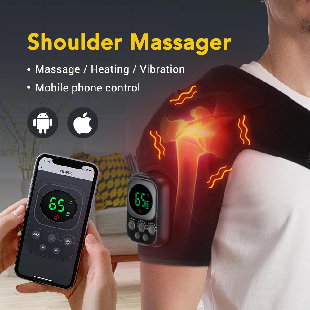 Hailicare Electric Heating Shoulder Knee Massager Brace LED APP TherapeuticRecovery