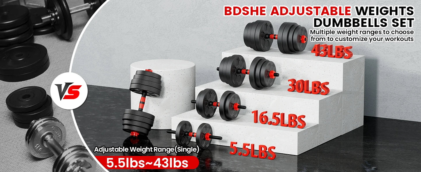 Adjustable Dumbbell Set With Connector Four In One