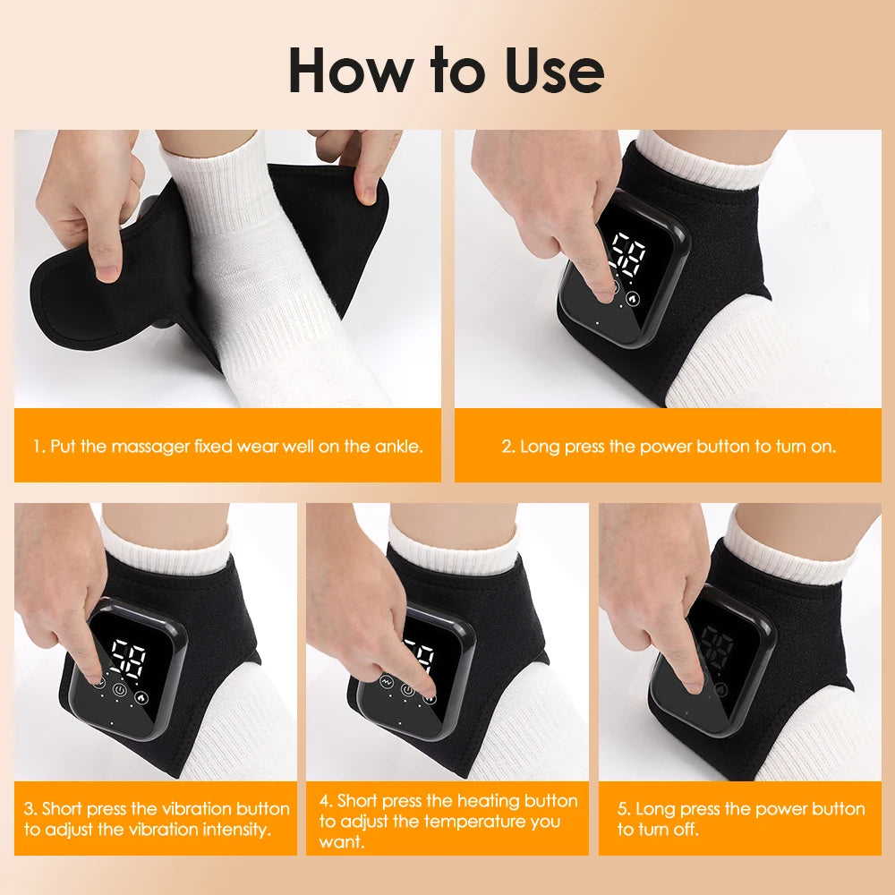 PastSky Cordless Electric Heating Ankle Guard With 3 Levels Massage