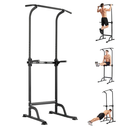 Power Tower Pull Up Dip Station – 10-Level Adjustable Height, 330LBS Capacity, Heavy Duty Steel Frame, Multi-Function Home Gym Strength Training Equipment for Full Body Workout