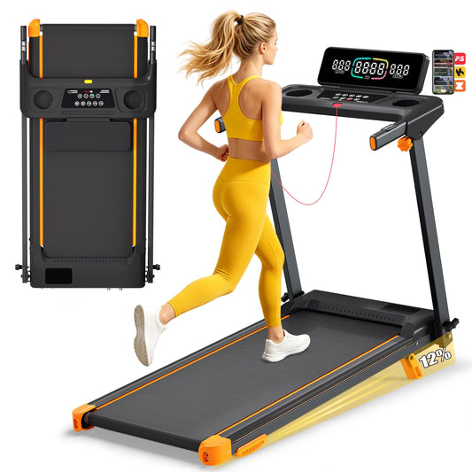 Quiet Foldable Walking Pad Treadmill With Incline And HIIT Programs