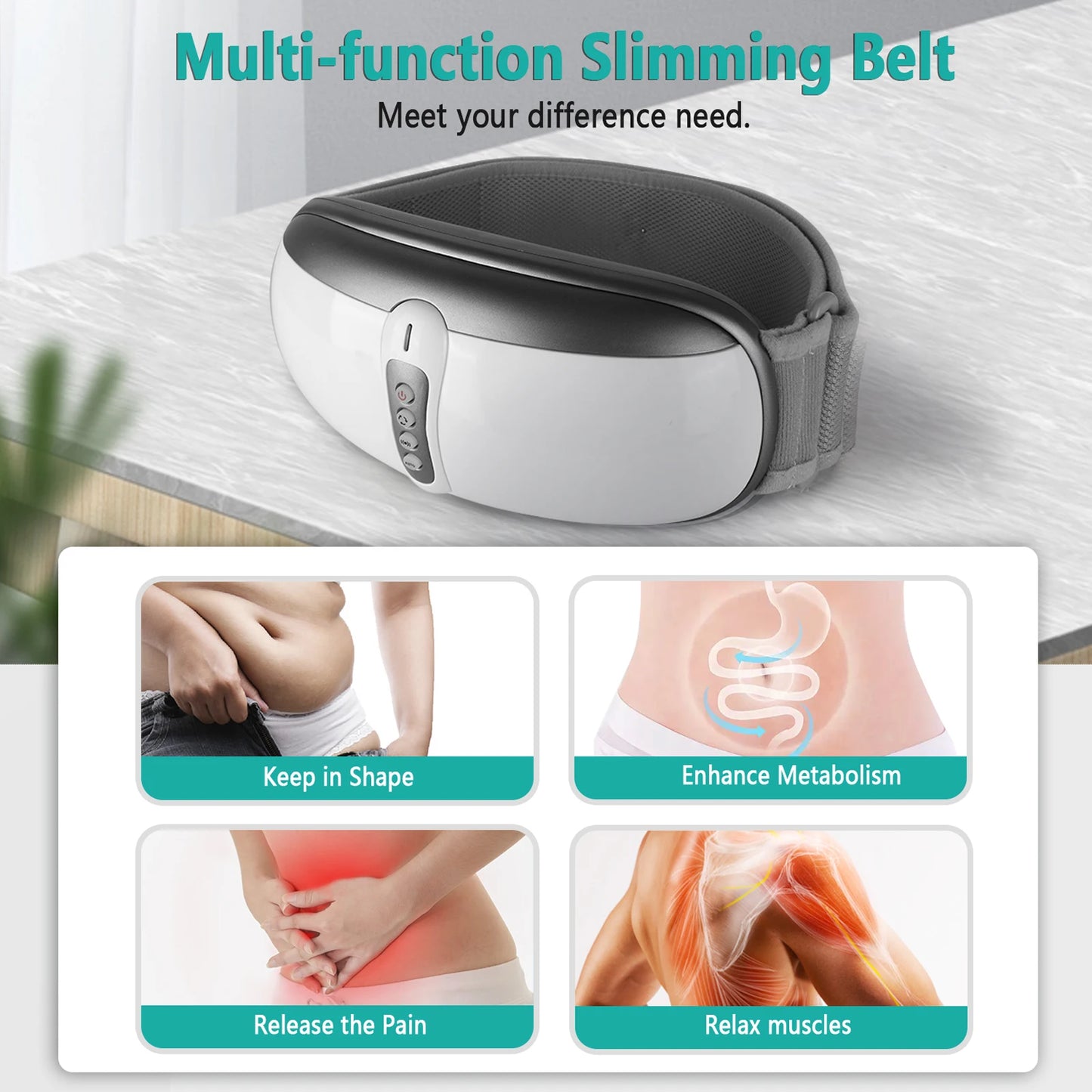 Wireless Slimming Belt Abdominal Massager With Heating And Vibration