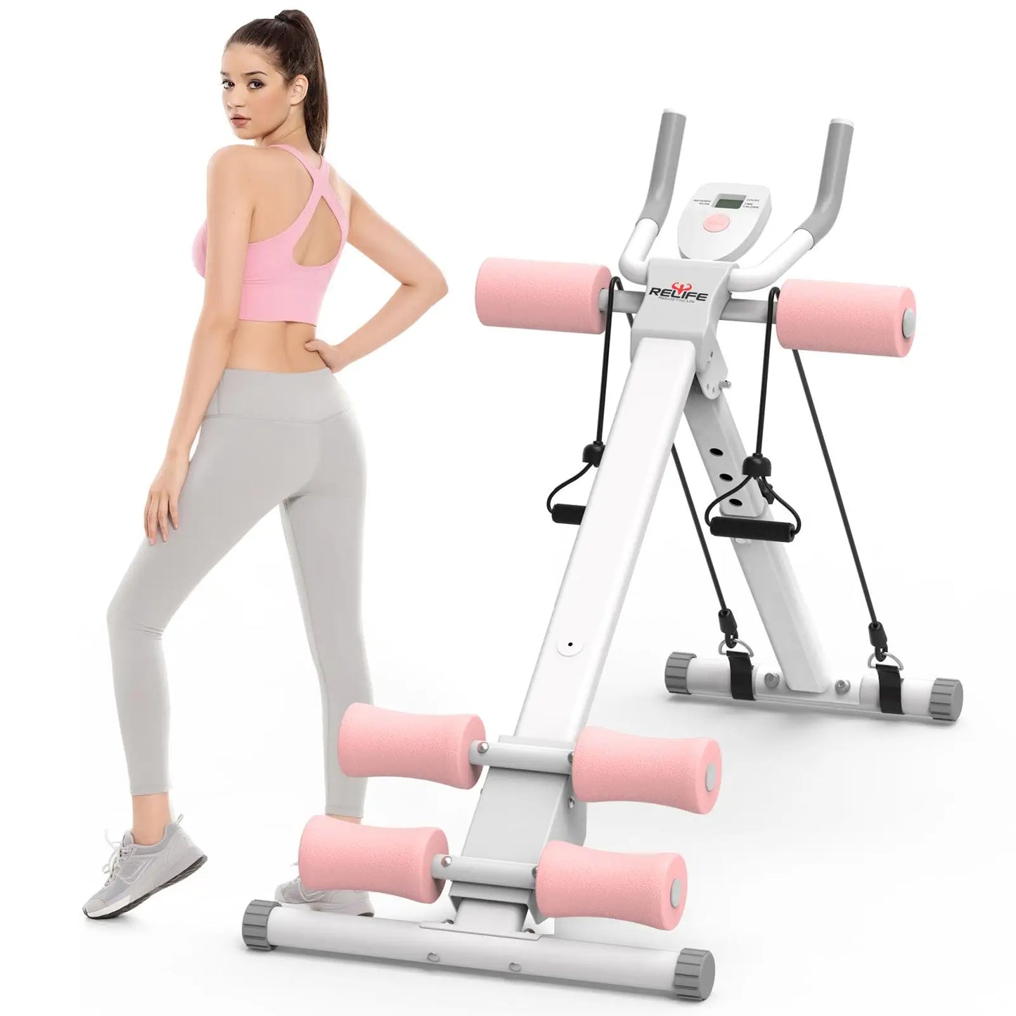 RELIFESPORTS Ab Machine Foldable Core Trainer With Resistance Bands