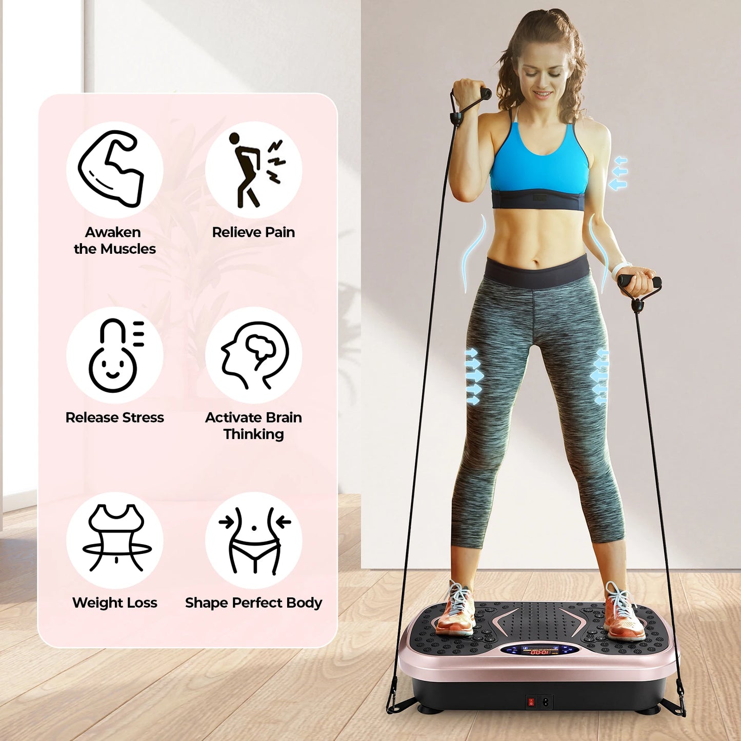 General Use Vibration Plate Exercise Machine With Programmable ResistanceTrainingBands