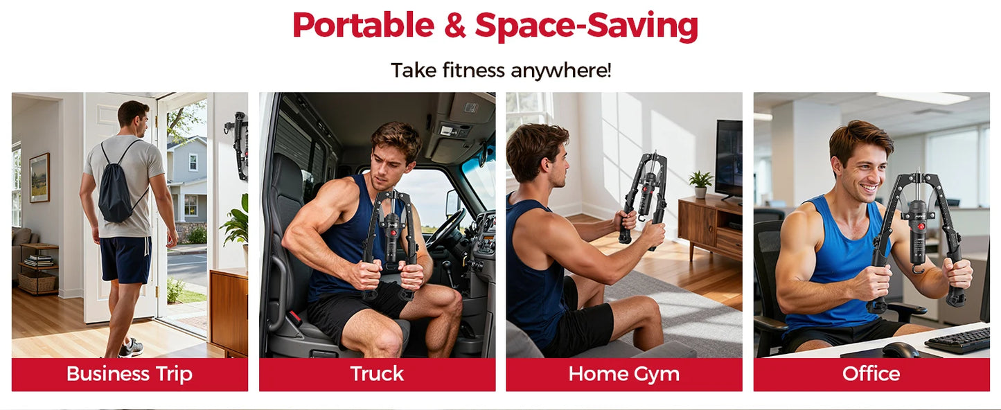 Full Body Power Trainer With Hydraulic Resistance And Ab Wheel