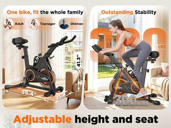 RELIFE Stationary Exercise Bike Silent Belt Drive Indoor Cycling Bike Adjustable Resistance Home Cardio Fitness Bike with LCD Monitor Tablet Holder