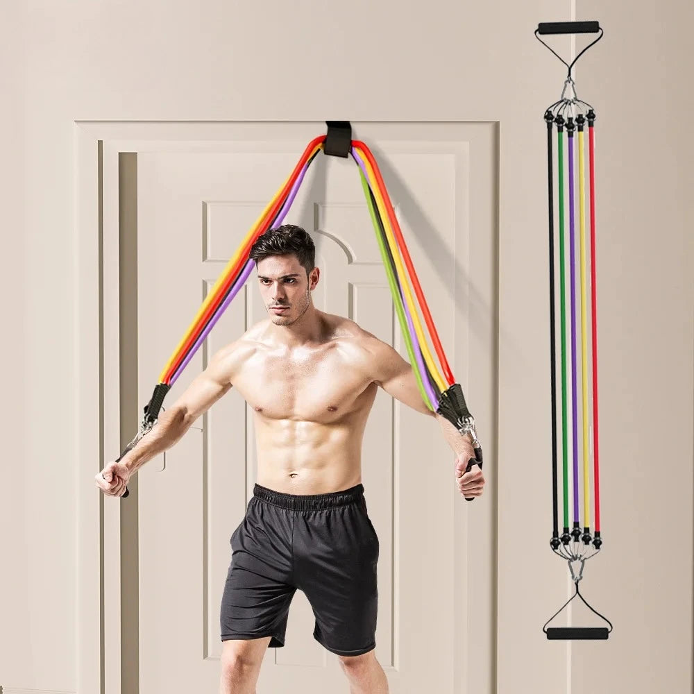 Bodybuilding Resistance Bands Set For HomeGym Training With Adjustable Tensioning