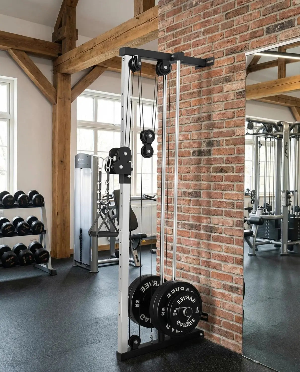 HiMISS Wall Mount Cable Station Dual Pulley Lat Pulldown