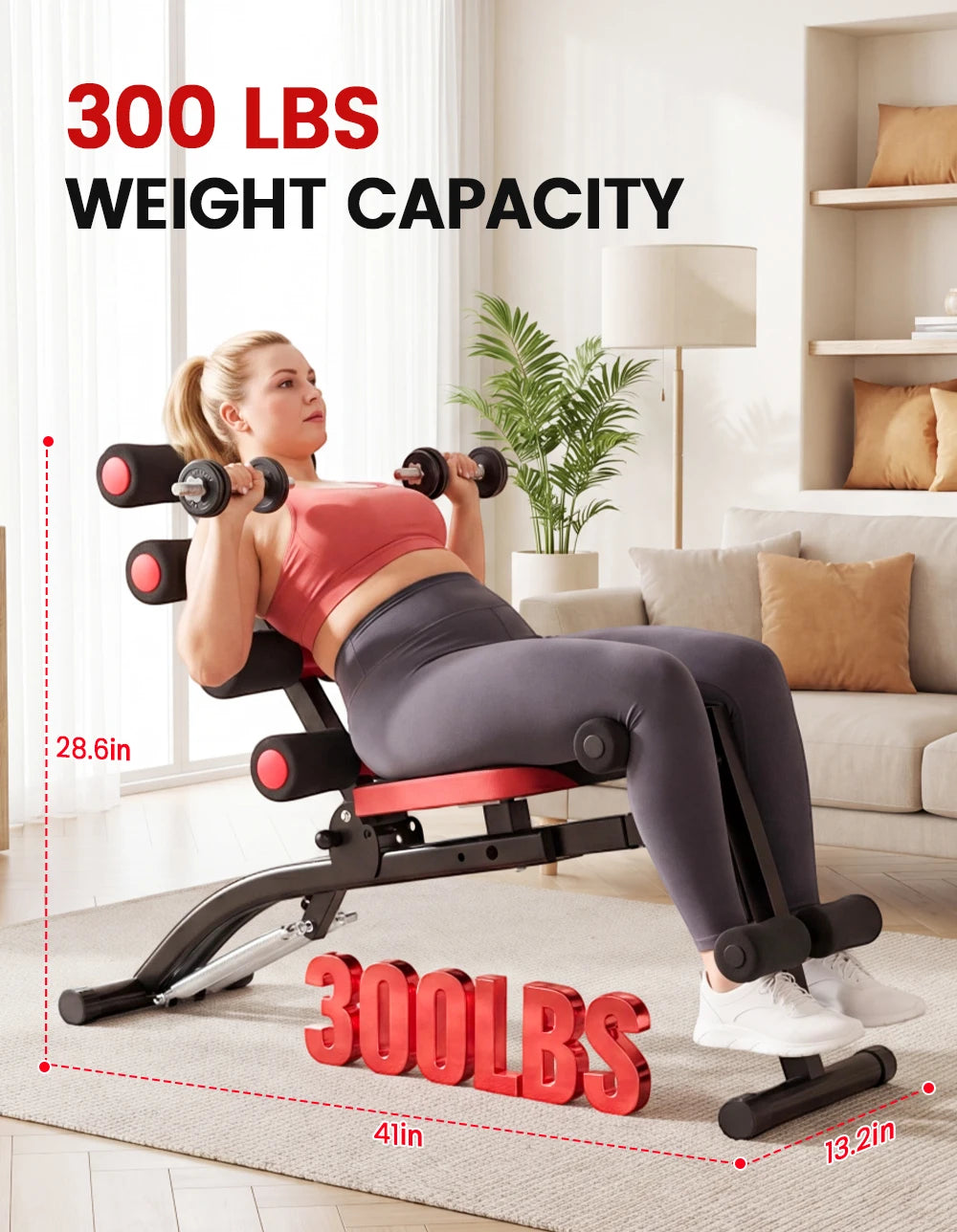 6 In 1 Adjustable Ab Workout Bench Foldable Home Gym