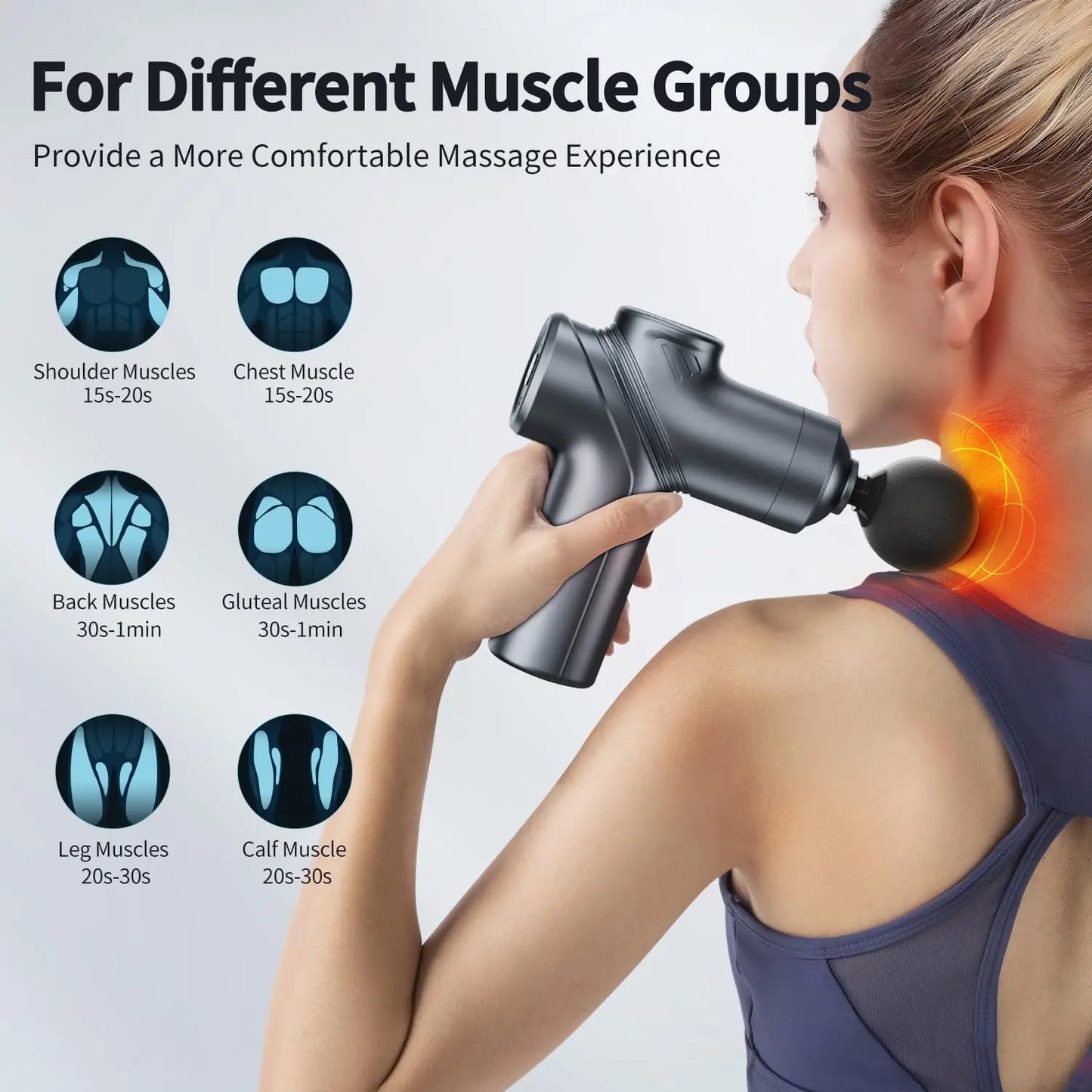 LEERCON Deep Tissue Massage Gun With 4 Interchangeable Heads Portable