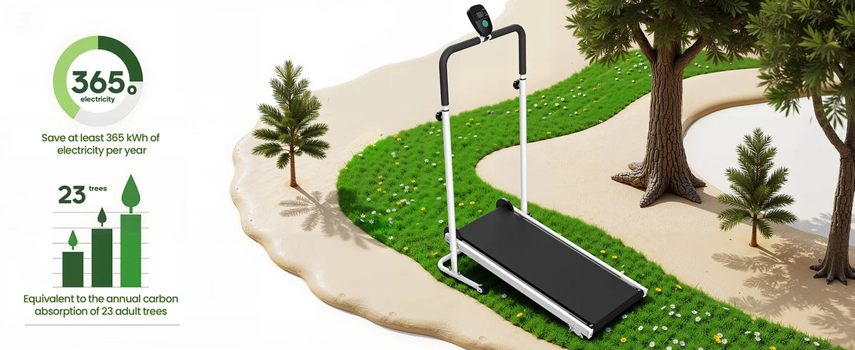 AKLUER Manual Treadmill With Dual Flywheel And LCD Monitor