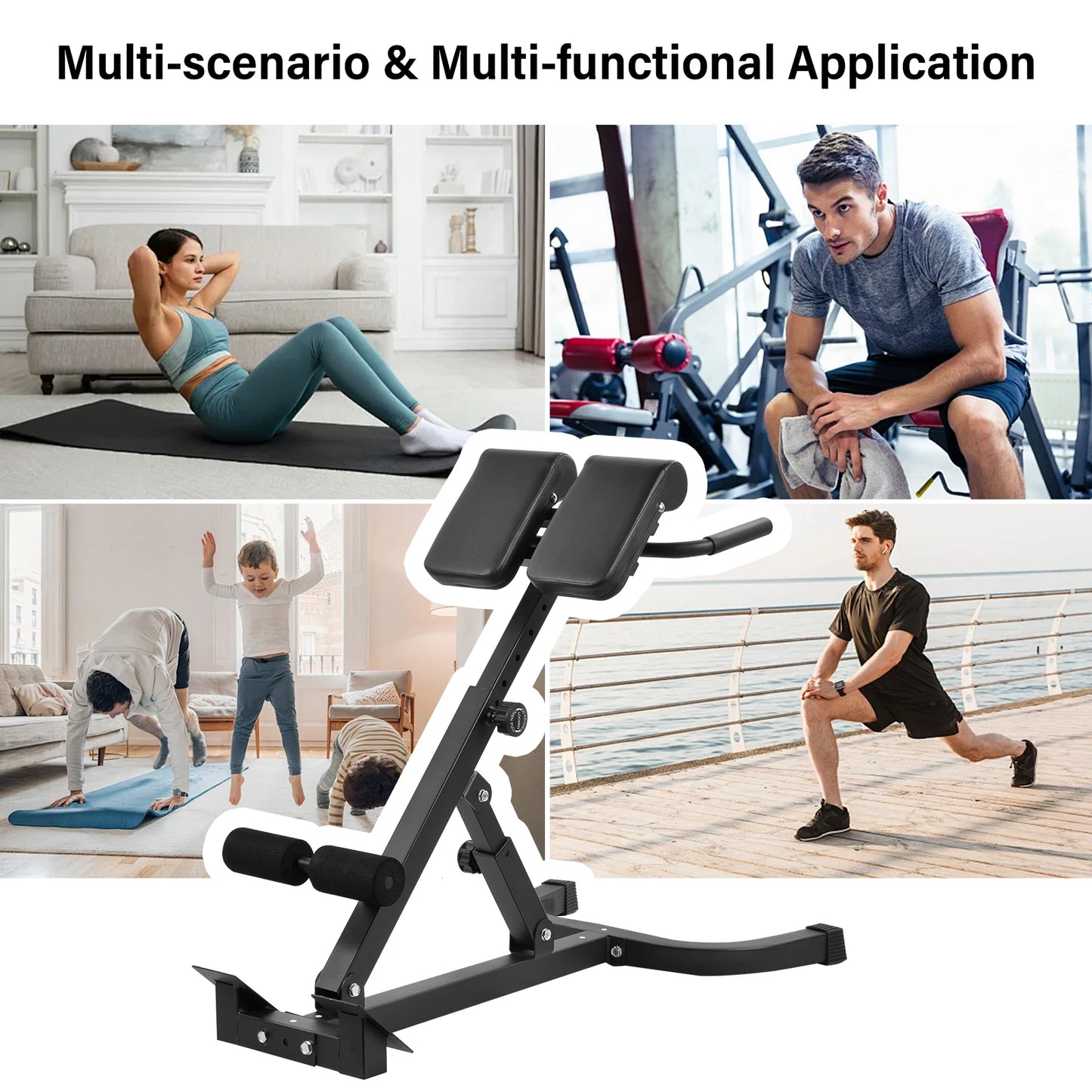 Folding Roman Chair Hyperextension Bench Core Strength Training