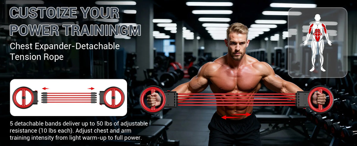 3 In 1 Upper Body Strength Trainer With Forearm Rotator