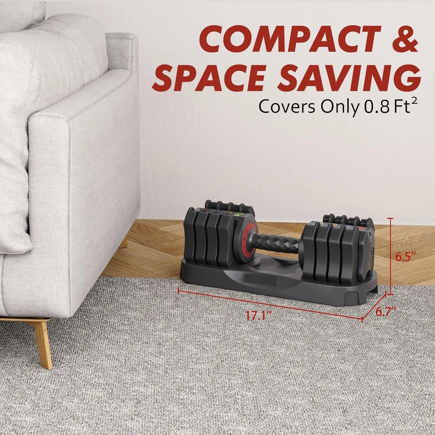 Five-In-One Adjustable Dumbbell Set Compact Home Gym
