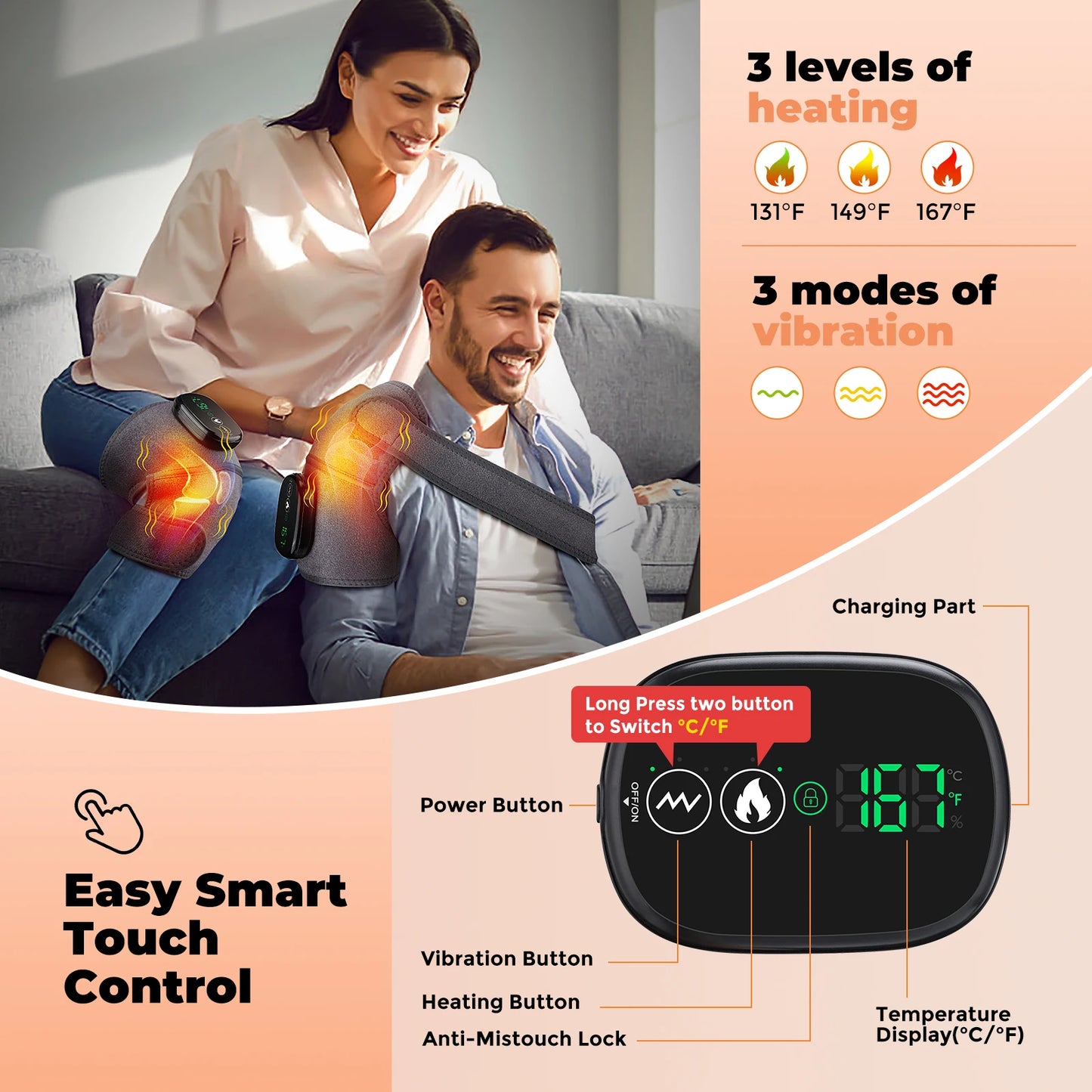 DearBeauty Electric Leg And Joint Massager With Heating Pad