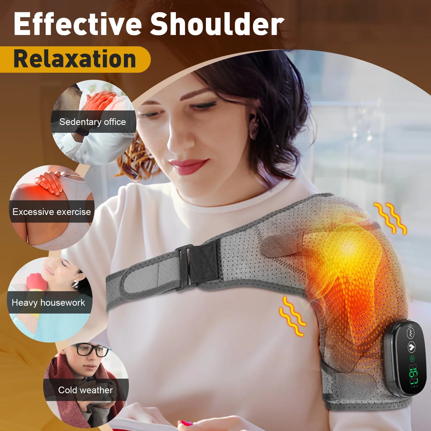 PASTSKY Electric Shoulder Heating Pad With Three-Mode Vibration Therapy Massager