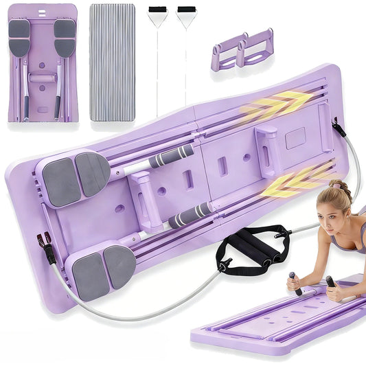Pilates Sliding Board Foldable Core Trainer With Resistance Bands