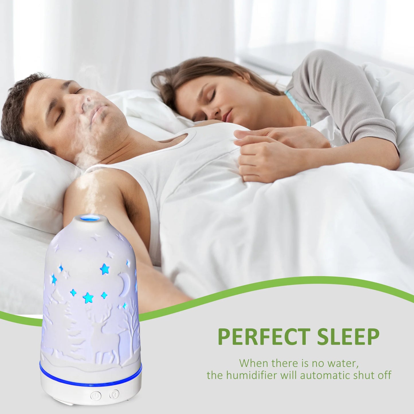 Ultrasonic Aromatherapy Diffuser Humidifier With Ceramic Cover And LED