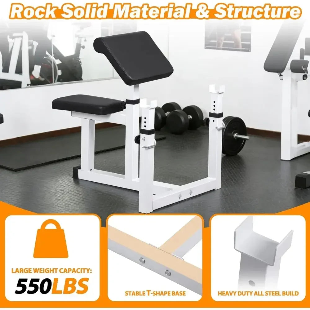 550-Pound Capacity Home Gym With Adjustable Curl Bench Bar Rack