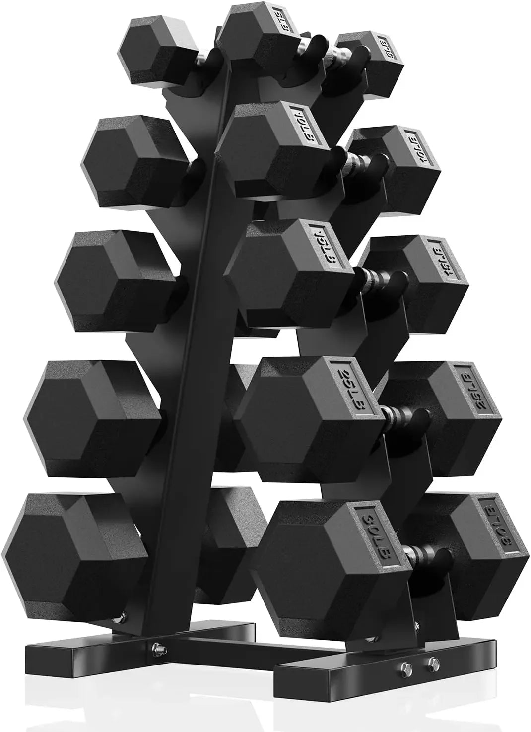 PAPABABE Hex Dumbbell Sets With Rack 60 To 550 Lb Rubber Coated