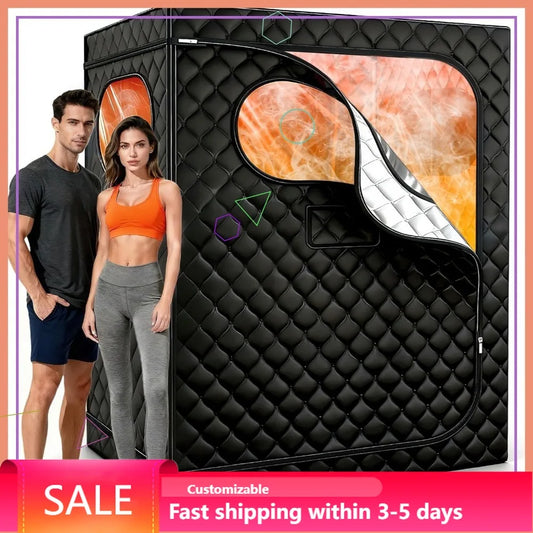 Two Person Portable Sauna Tent With Dual Steamers Folding Chairs