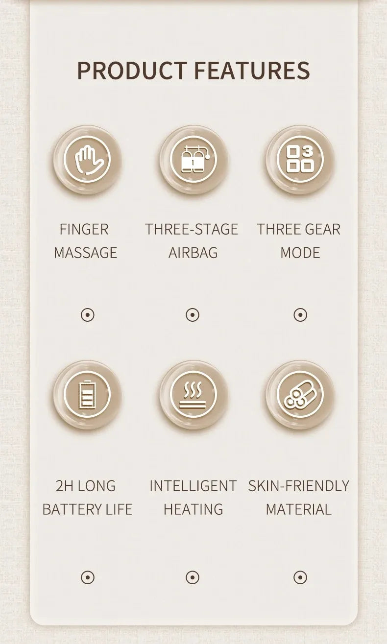 Hand Massager With Heat Airbag Compression Carpal Tunnel Wrist Kneading