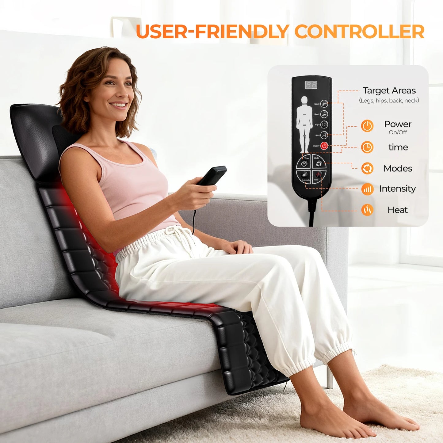 HOMEMASSA Shiatsu Full Body Massage Mat With Heat Therapy