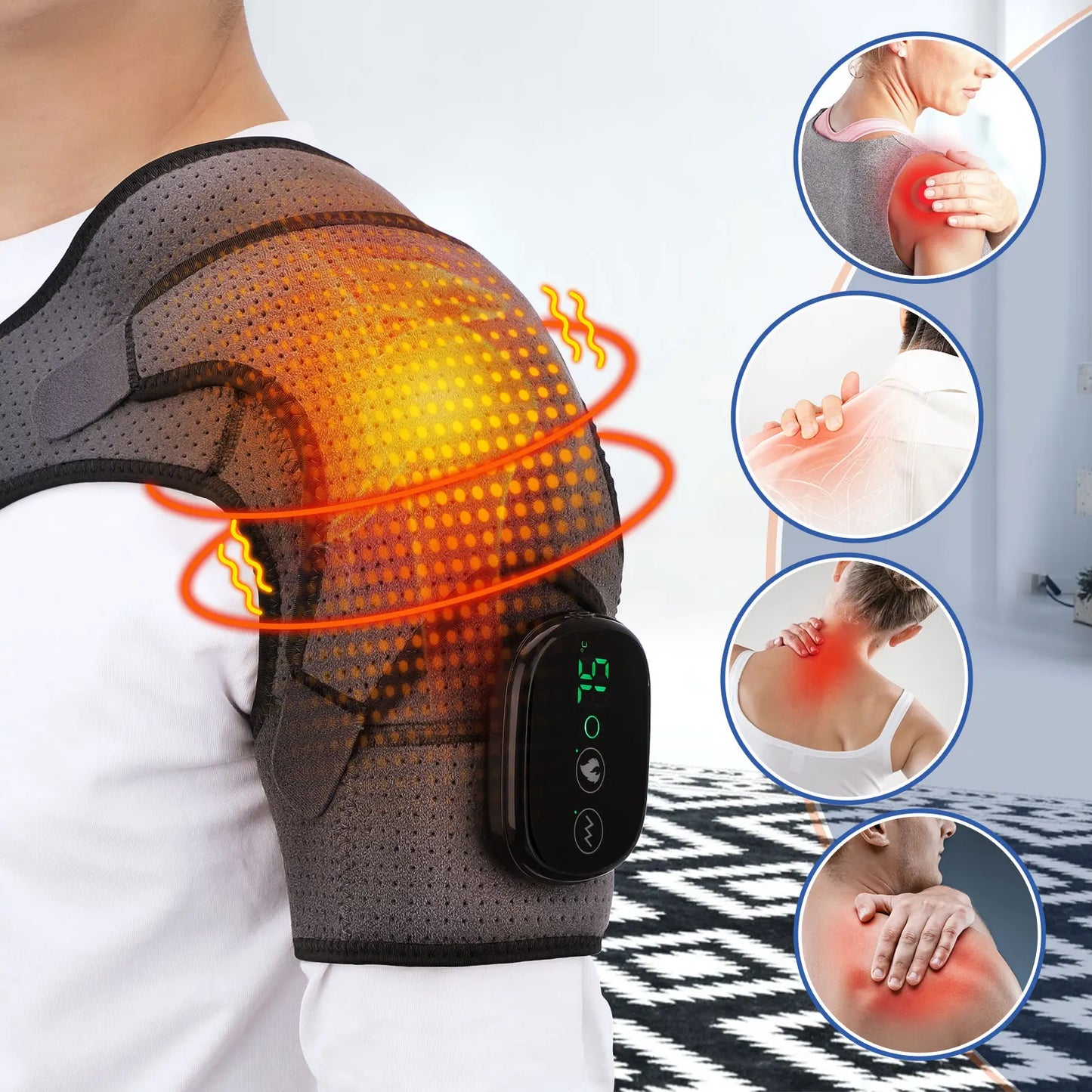 PASTSKY Electric Heating Shoulder Massage Brace For Arm Muscle Relaxation