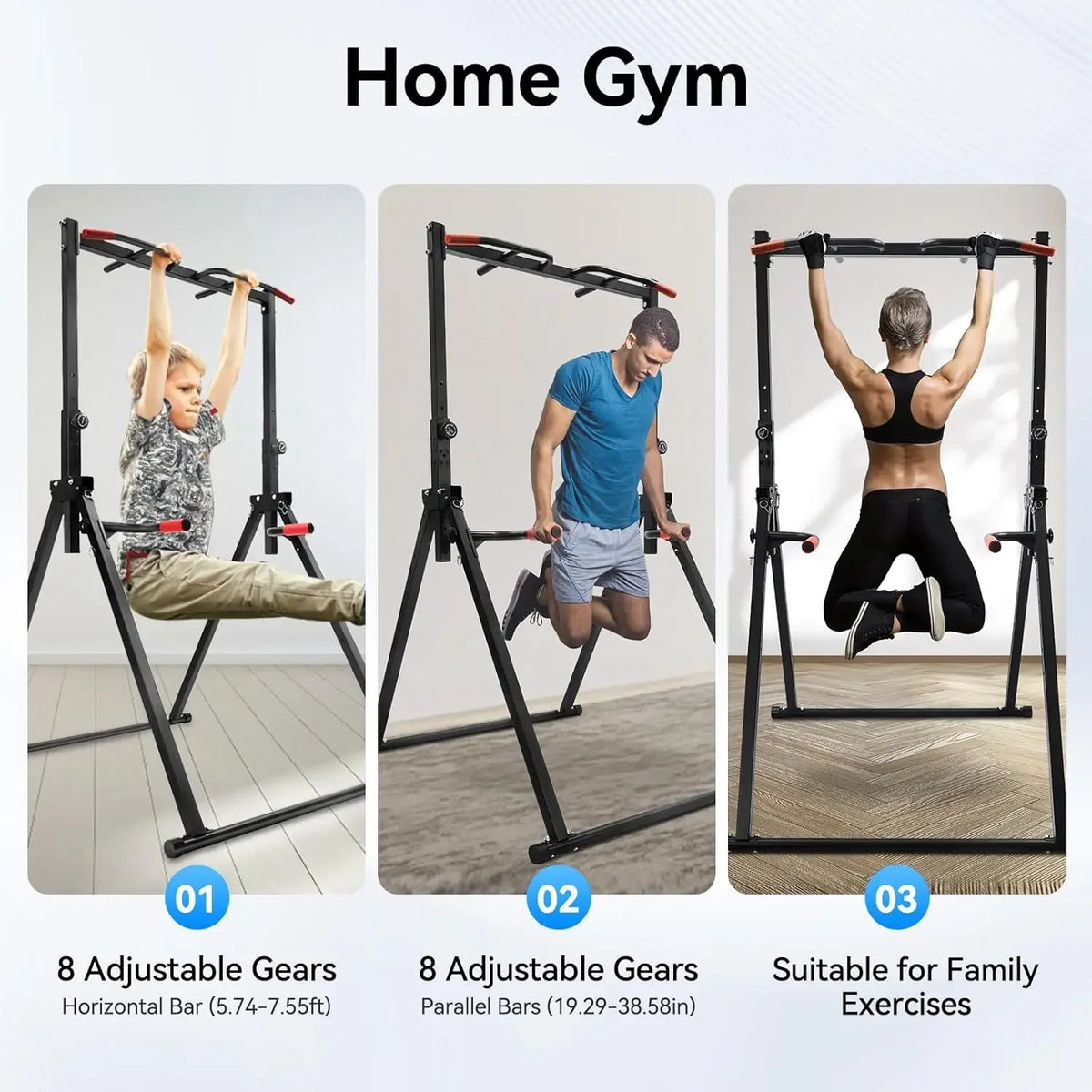 Adjustable Power Tower Pull Up And Dip Station Home Gym