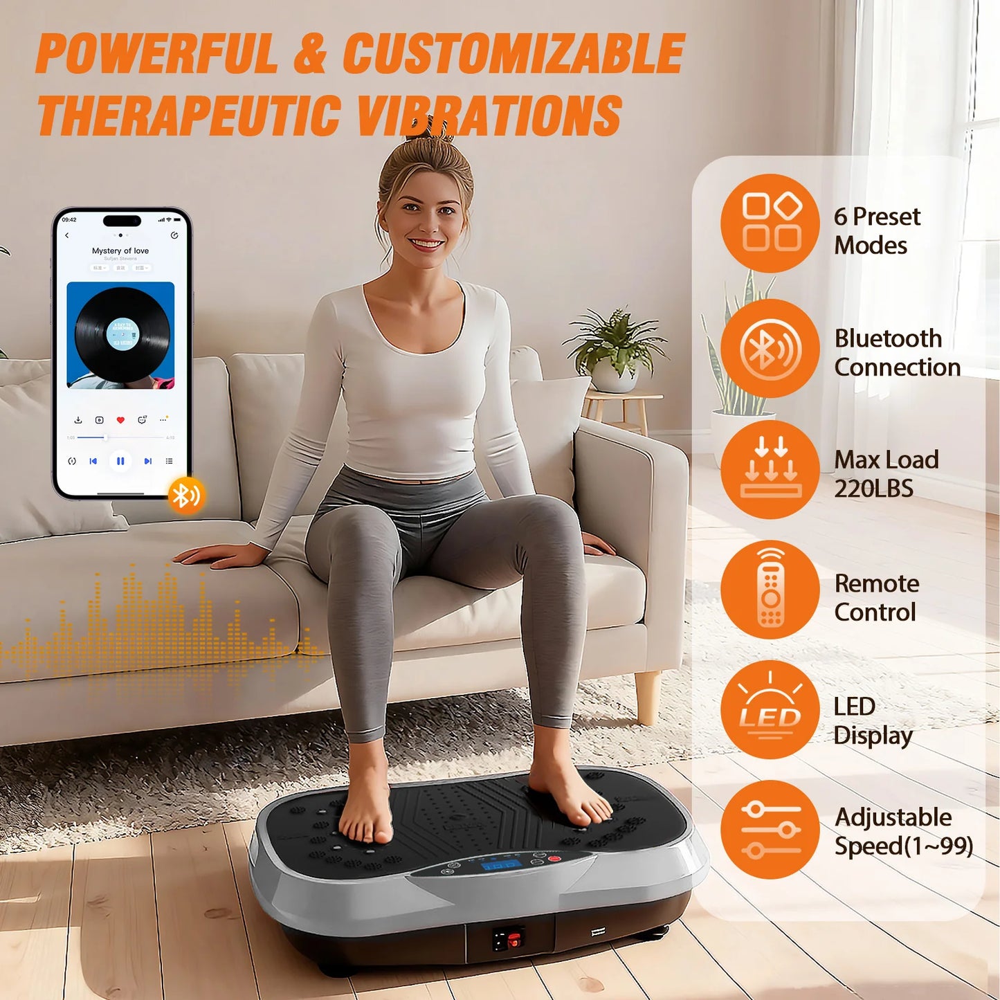 Portable Vibration Plate Exercise Machine With Full Body Resistance Bands