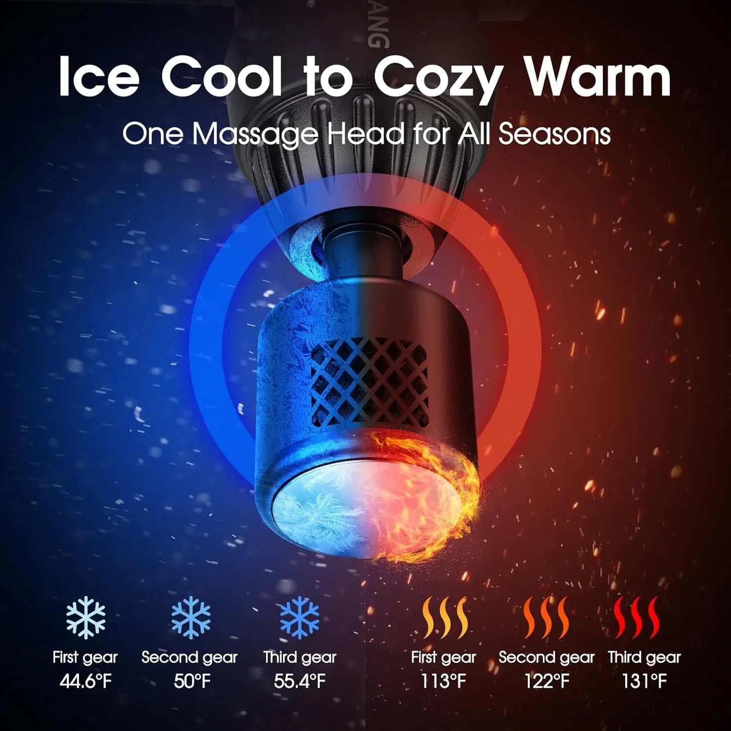 LINGTENG EM9 Massage Gun With Hot Cold Therapy 7 Heads