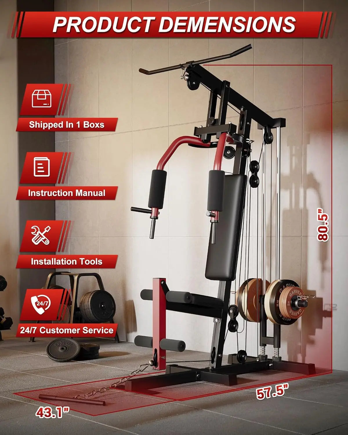 HiMISS All-In-One Home Gym Full Body Chest Press Lat Pulldown