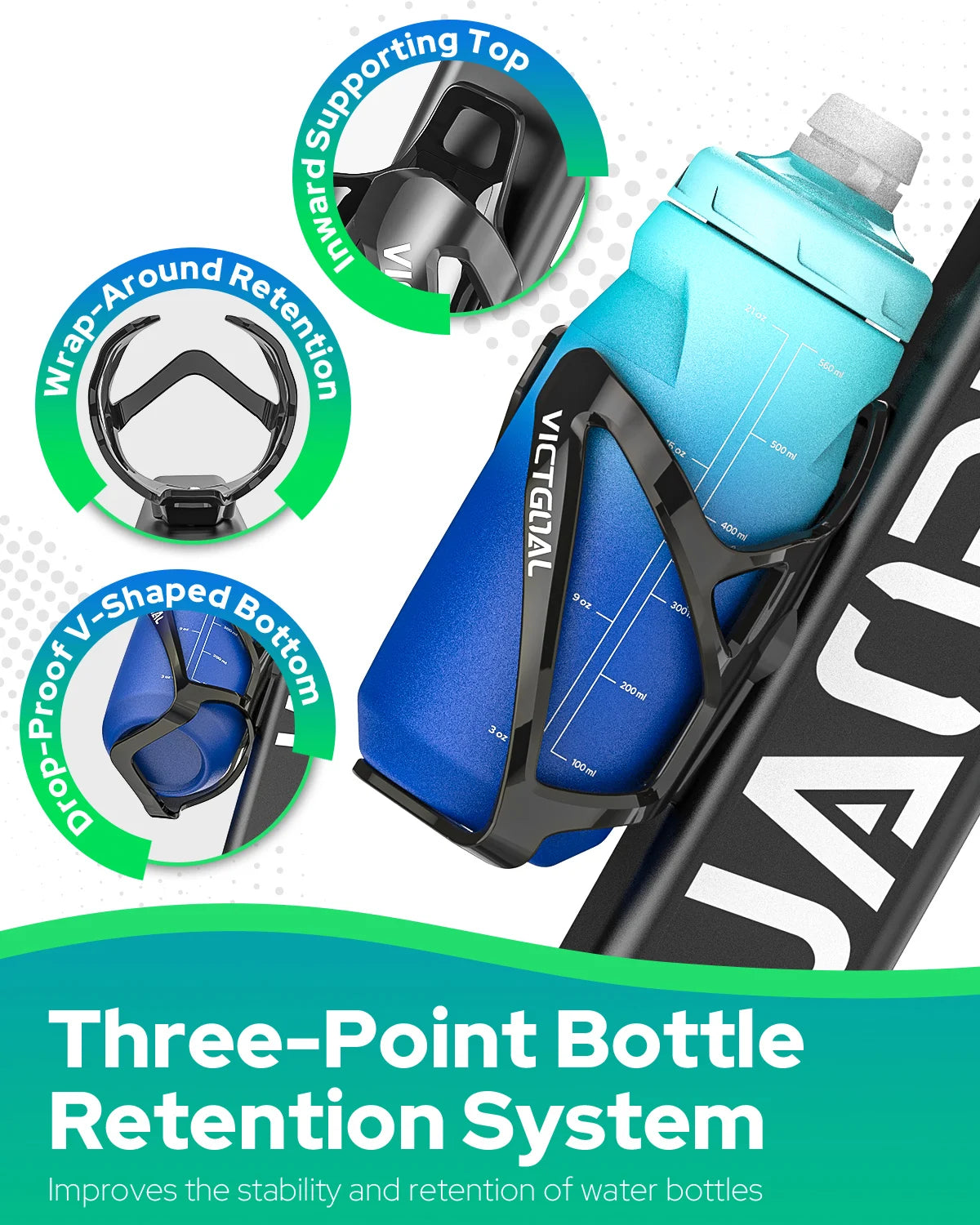 VICTGOAL Bicycle Water Bottle Holder With Hidden AirTag Mount Anti-Theft