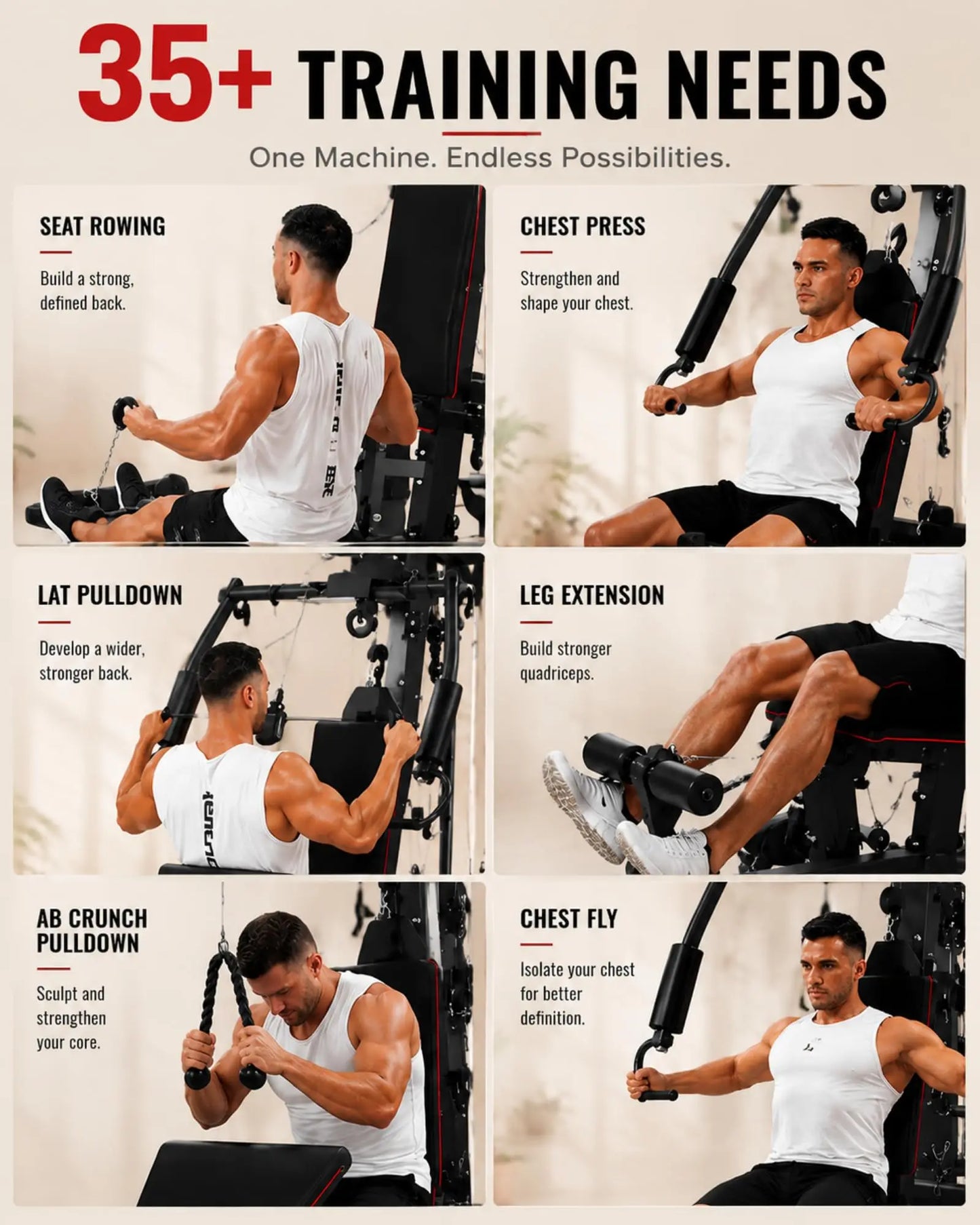 HiMISS All In One Home Gym LatPulldown LegPress Station