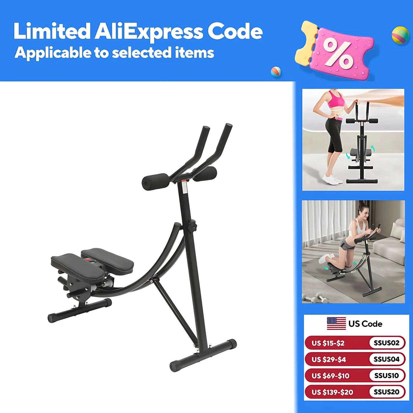 Hign-Concerned Adjustable Ab Machine With 3-Level Settings