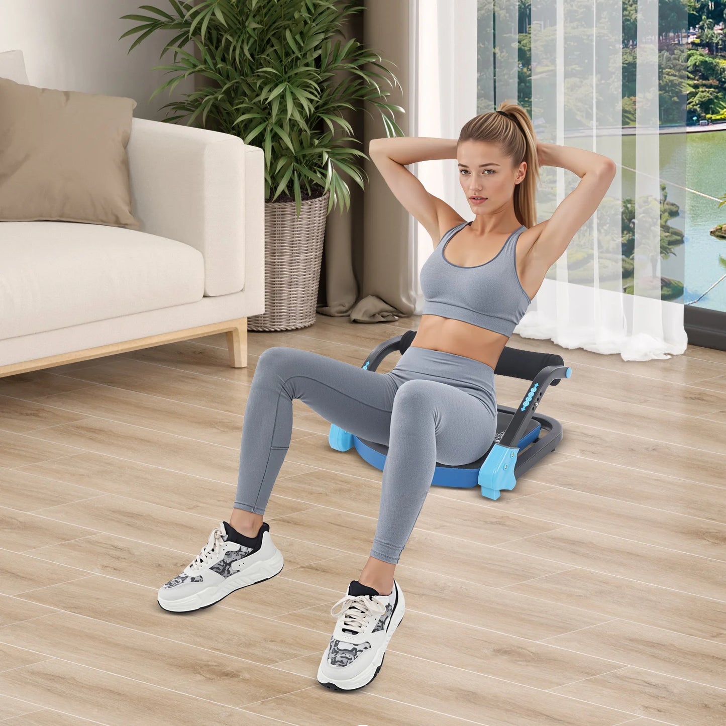Foldable Abdominal Trainer Mini Sit Up Machine With Adjustable Resistance