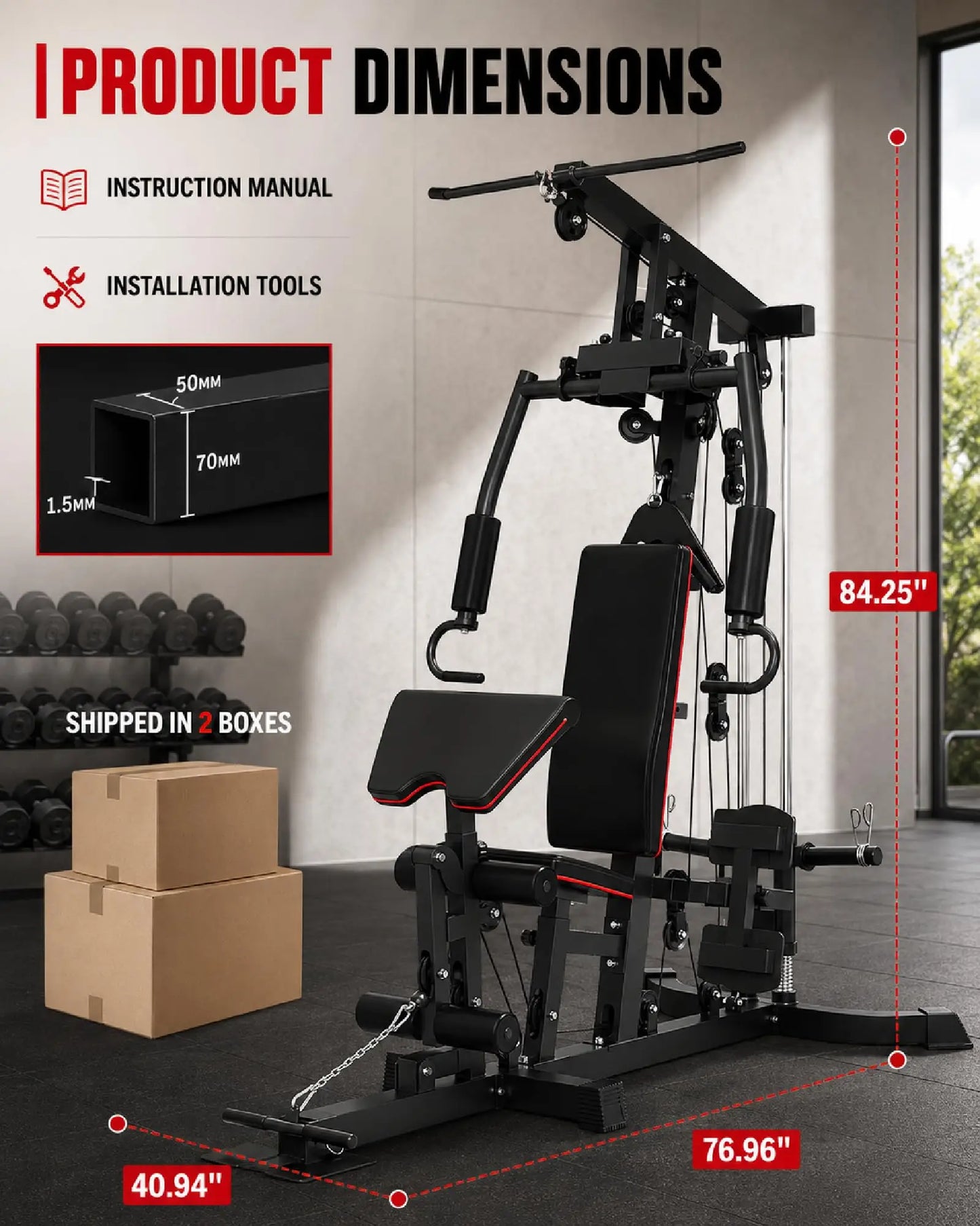HiMISS All In One Home Gym LatPulldown LegPress Station