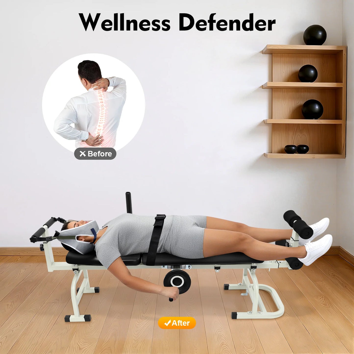 Spine Decompression Bed Back Stretcher With Handwheel Control 330 Pounds