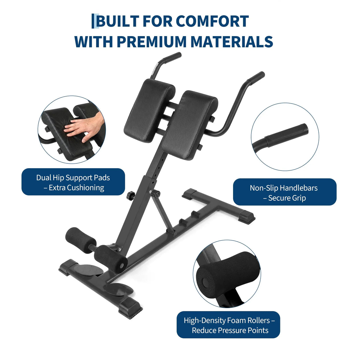 HiMISS Adjustable Roman Chair Hyperextension Bench For Home Gym