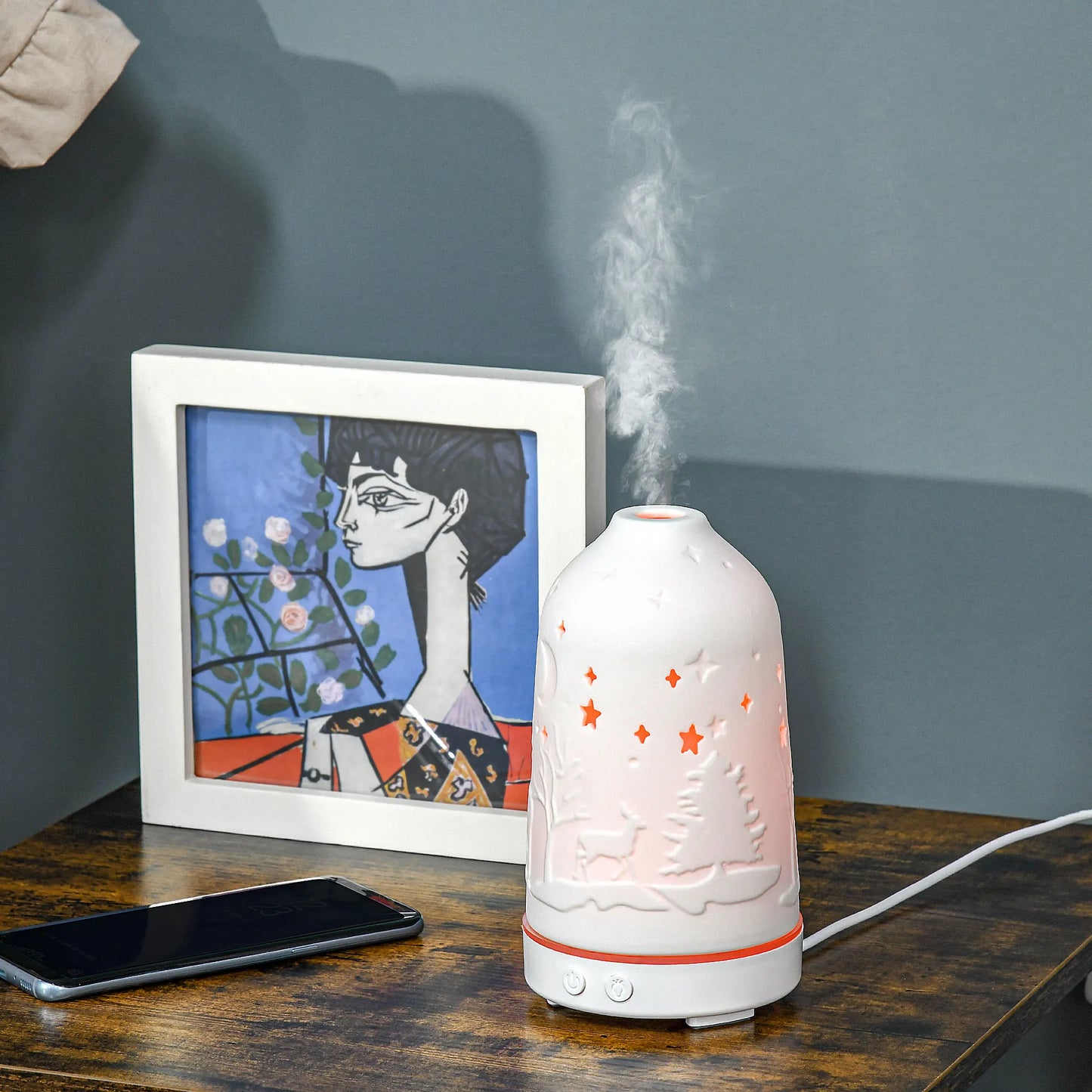 Ultrasonic Aromatherapy Diffuser Humidifier With Ceramic Cover And LED