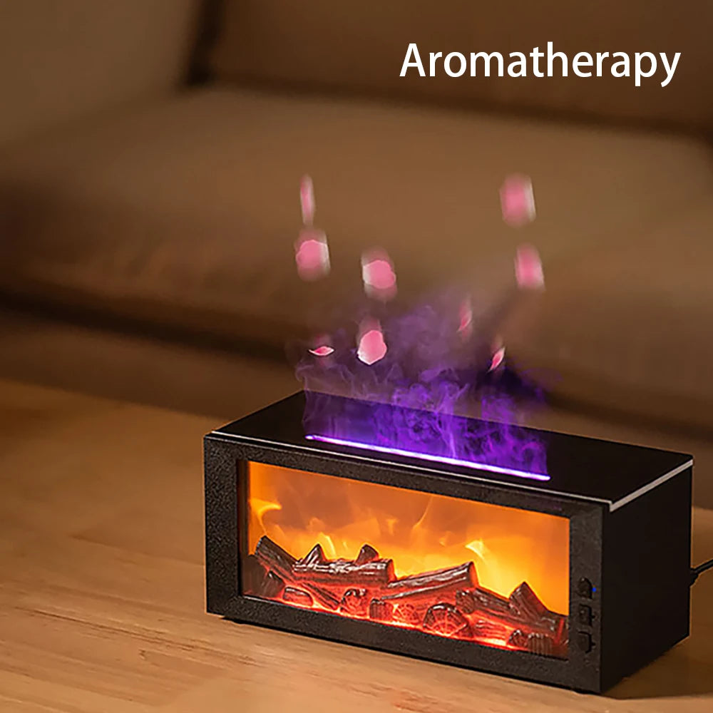300ml Flame Effect Humidifier & Aroma Diffuser,  with Remote & Timer, Auto Shut Off, Realistic Fireplace for Home Decor