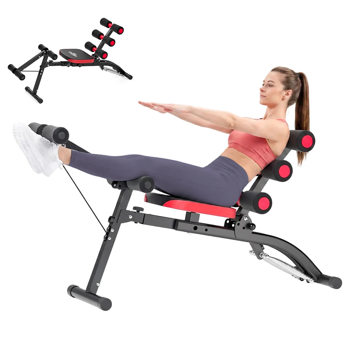 6 In 1 Adjustable Ab Workout Bench Foldable Home Gym